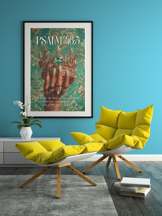 Psalm 46:5 — "God Is Within Her, She Will Not Fall" Inspirational Christian Wall Art / Matte Poster