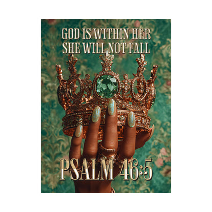 Psalm 46:5  — "God Is Within Her, She Will Not Fall" Inspirational Christian Wall Art / Matte Poster