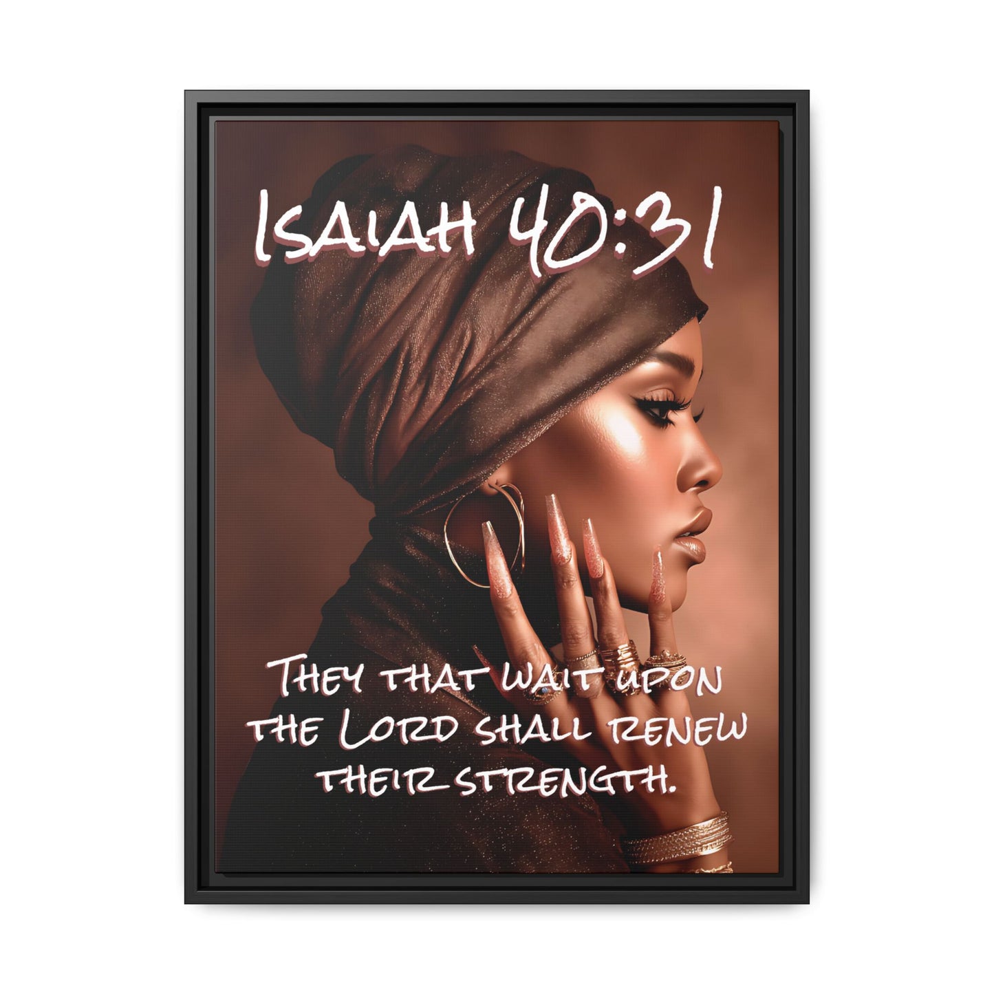 Isaiah 40:31 Wall Art — Framed Matte Canvas Christian Scripture Portrait