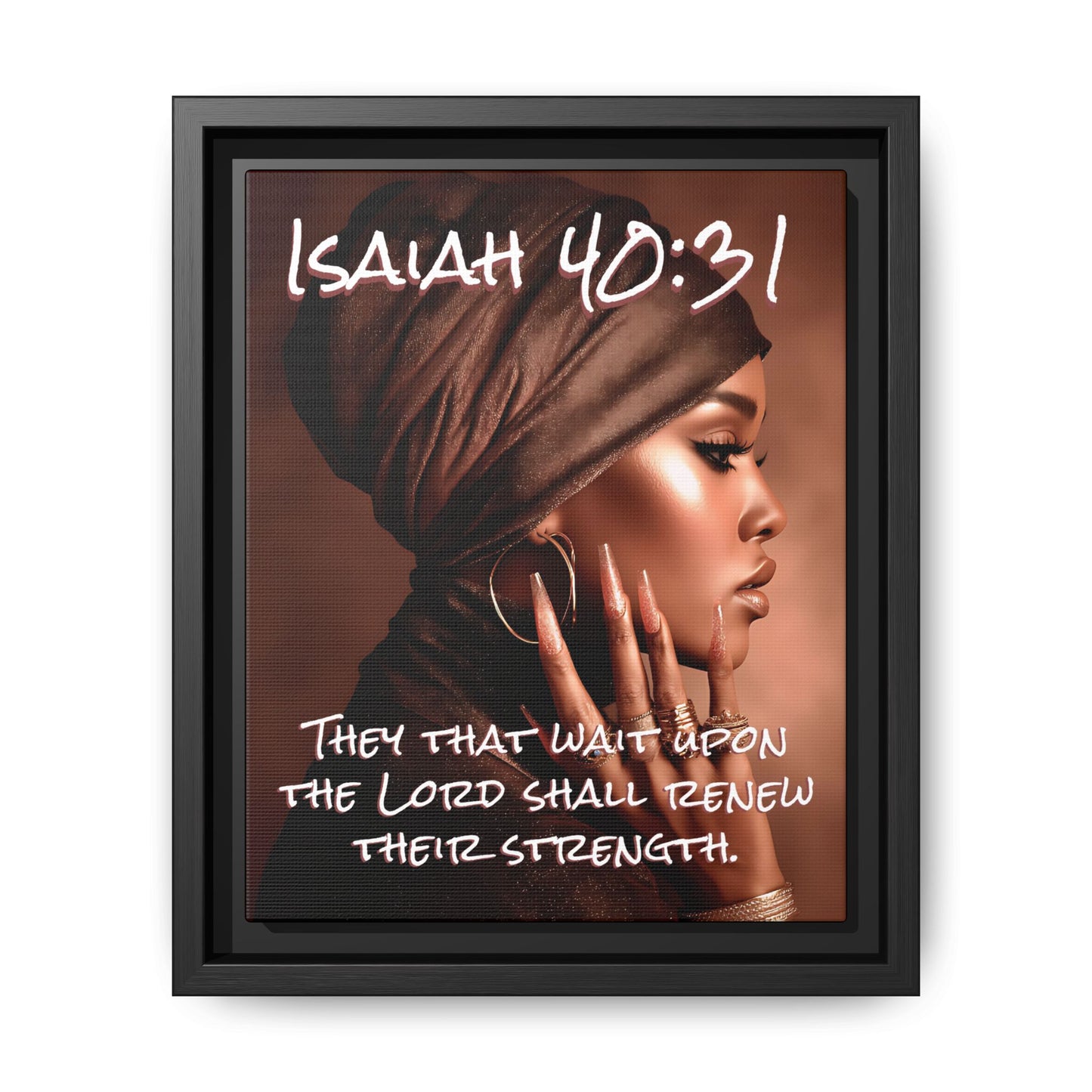 Isaiah 40:31 Wall Art — Framed Matte Canvas Christian Scripture Portrait