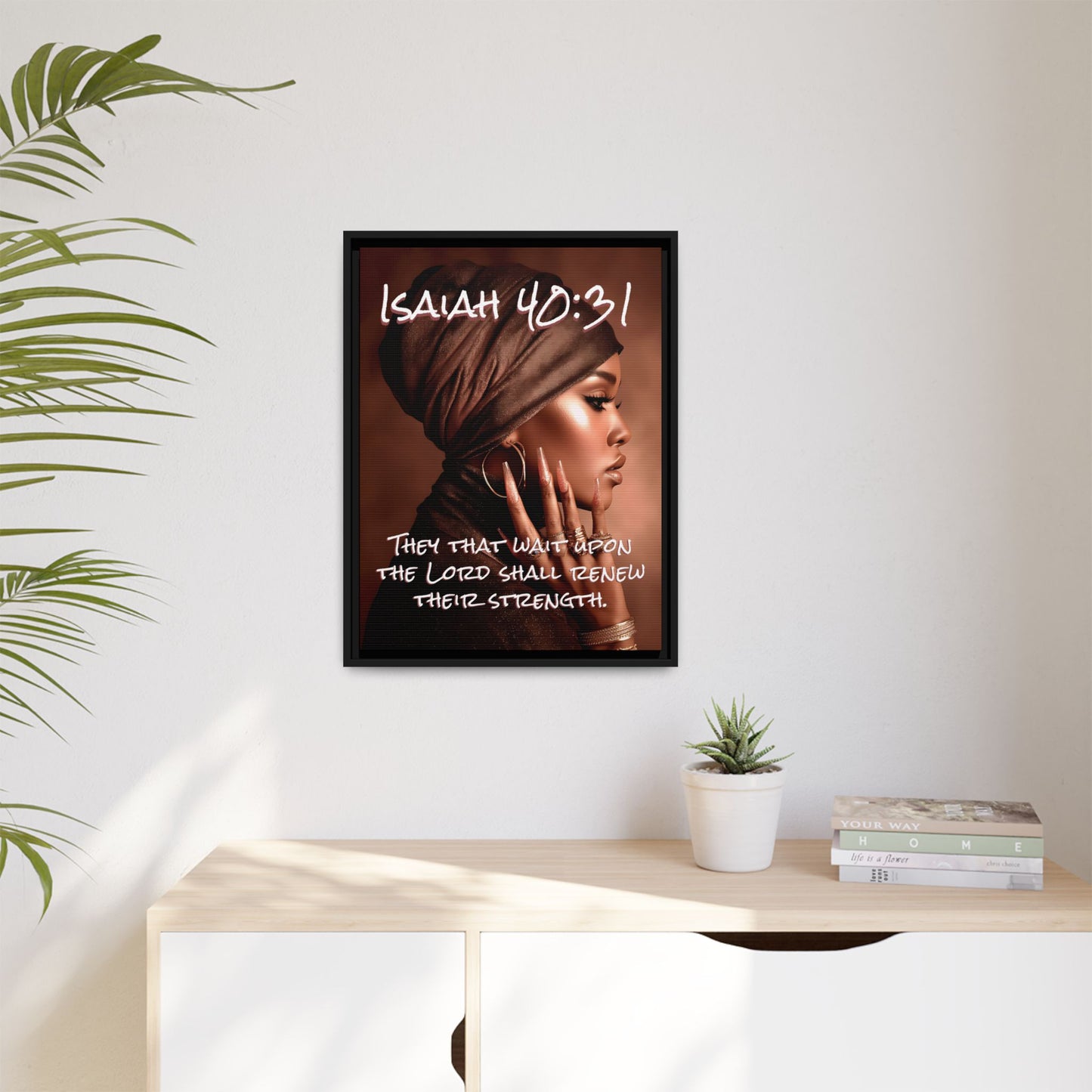Isaiah 40:31 Wall Art — Framed Matte Canvas Christian Scripture Portrait