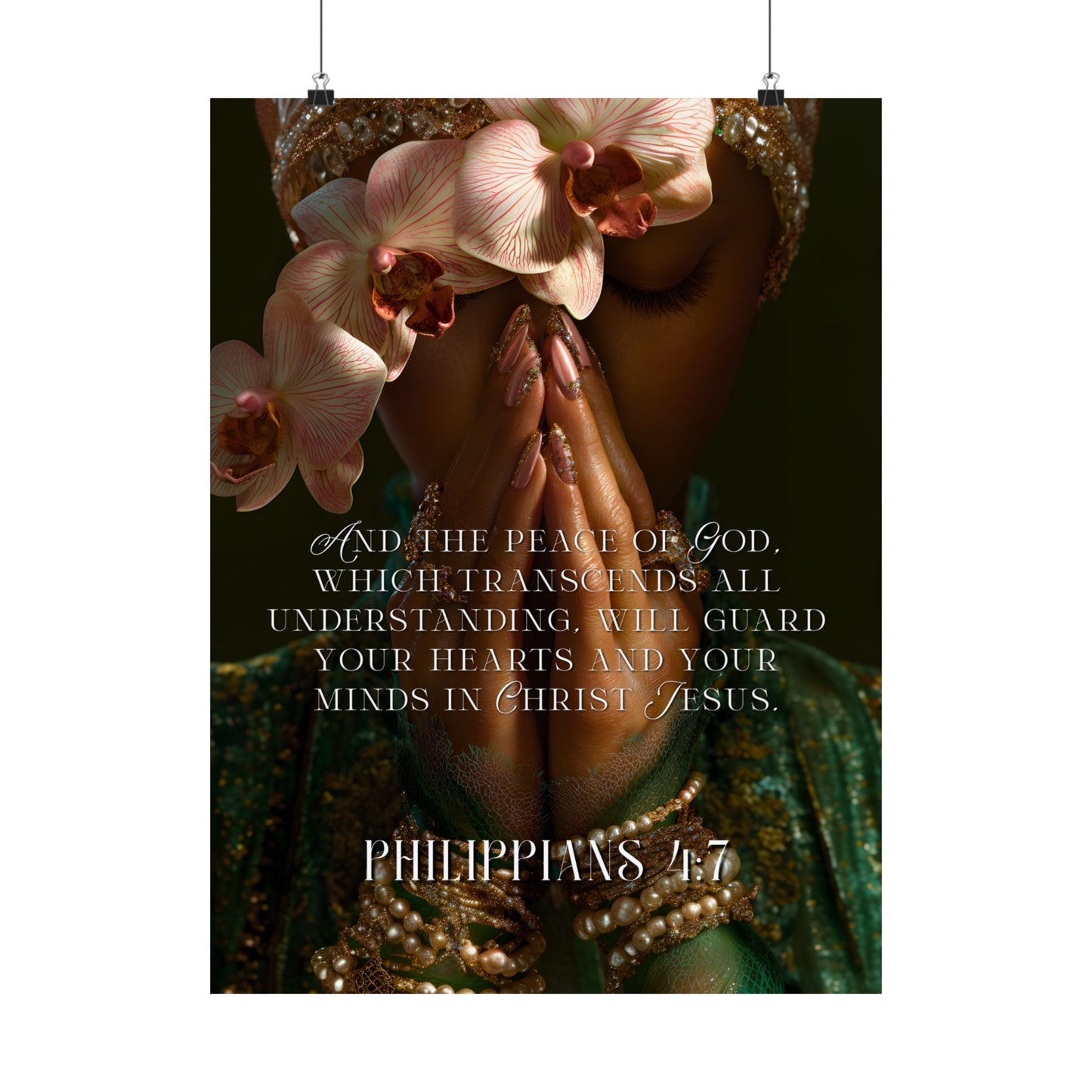 Philippians 4:7 Prayer Wall Art (Orchid Devotional Print) - Matte Poster