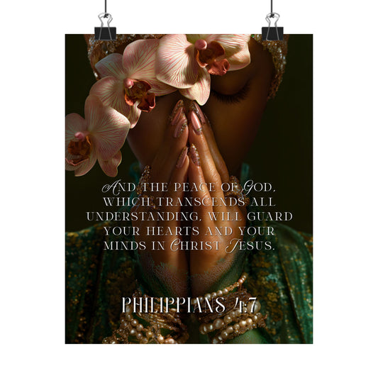 Philippians 4:7 Prayer Wall Art (Orchid Devotional Print) - Matte Poster