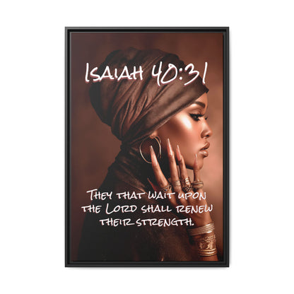 Isaiah 40:31 Wall Art — Framed Matte Canvas Christian Scripture Portrait