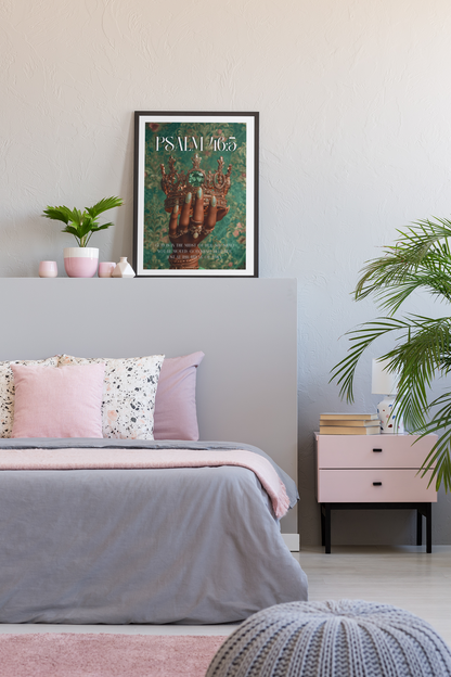 Psalm 46:5  — "God Is Within Her, She Will Not Fall" Inspirational Christian Wall Art / Matte Poster