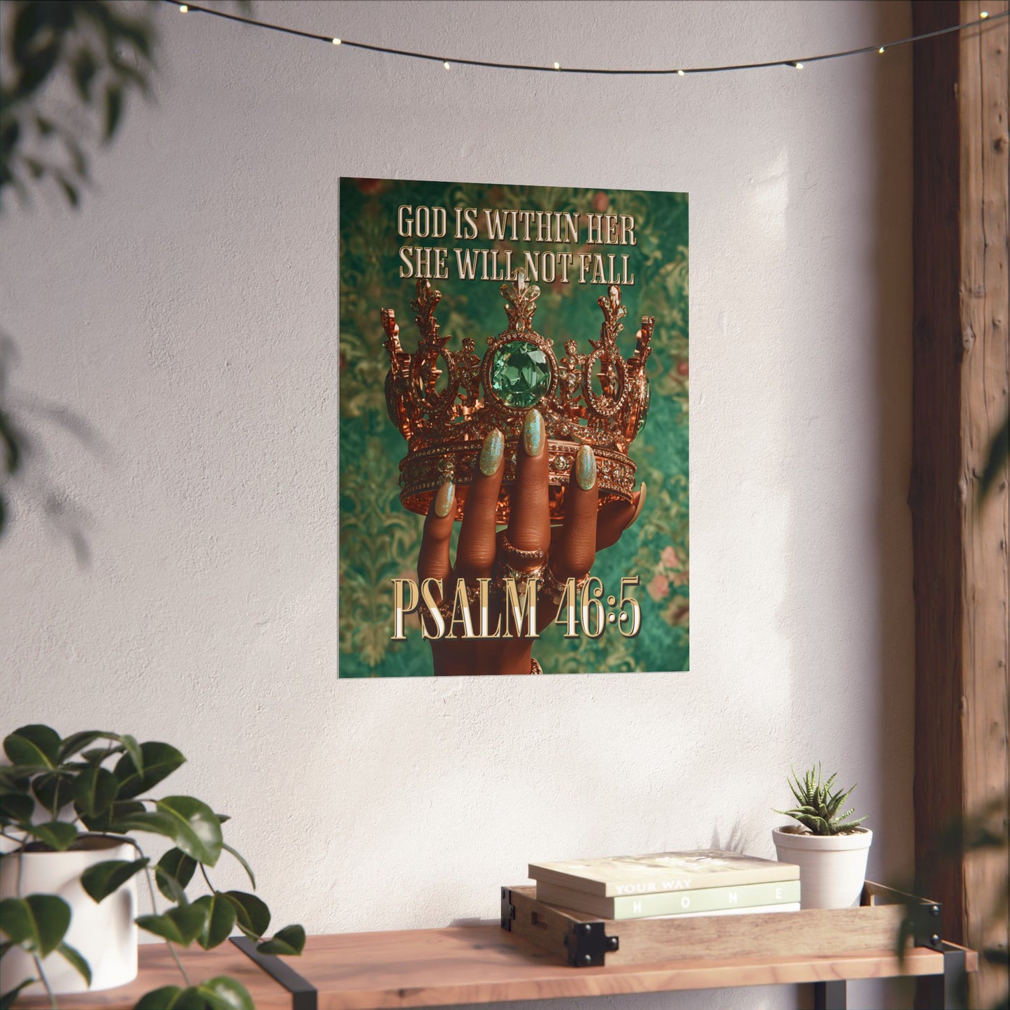 Psalm 46:5  — "God Is Within Her, She Will Not Fall" Inspirational Christian Wall Art / Matte Poster