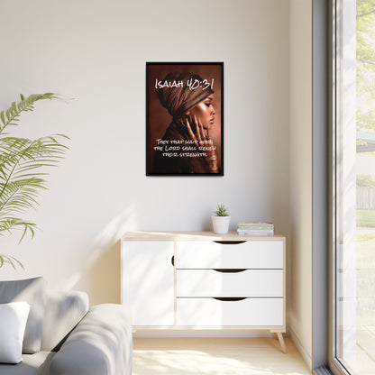 Isaiah 40:31 Wall Art — Framed Matte Canvas Christian Scripture Portrait