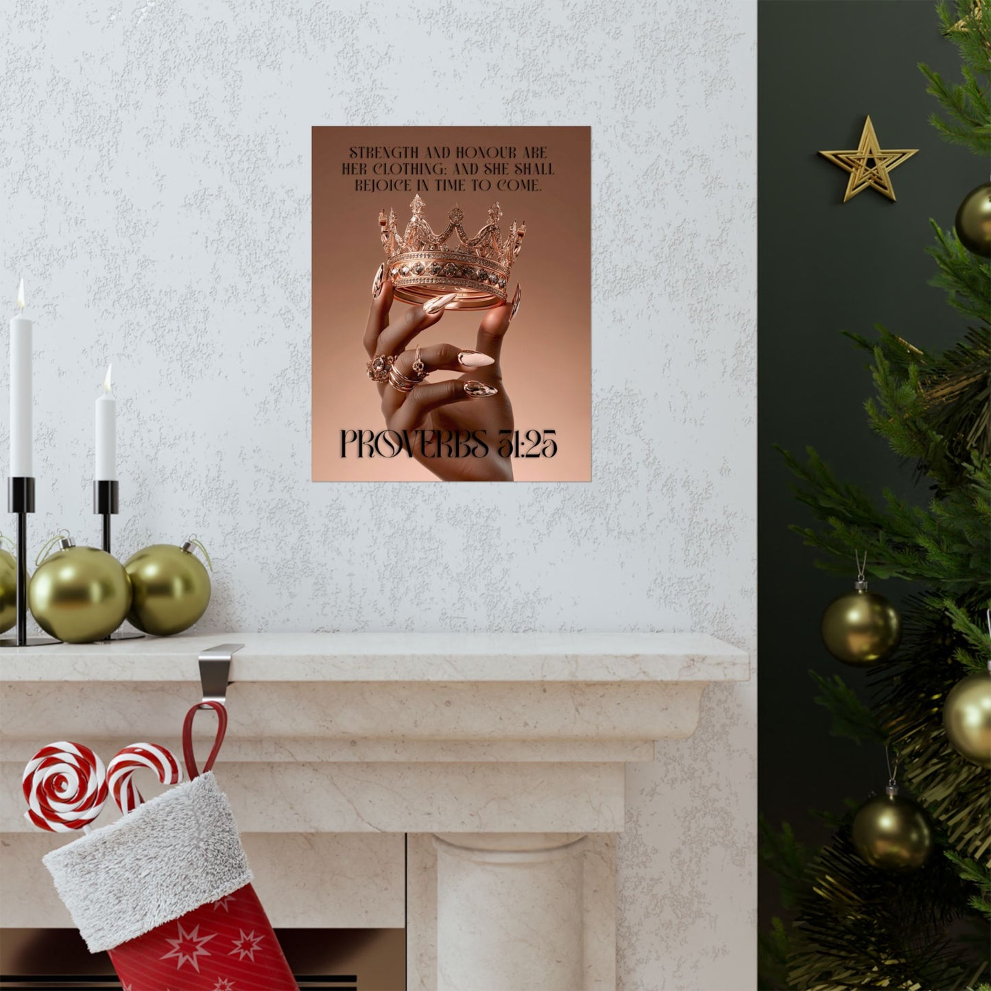 Proverbs 31:25 Matte Poster — “Strength and honour are her clothing; and she shall rejoice in time to come.”