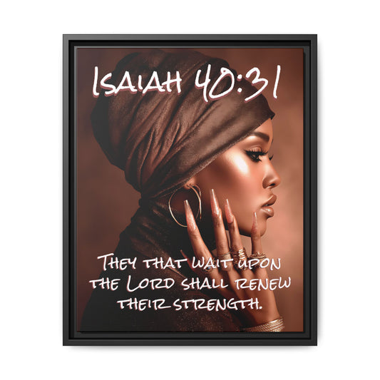 Isaiah 40:31 Wall Art — Framed Matte Canvas Christian Scripture Portrait