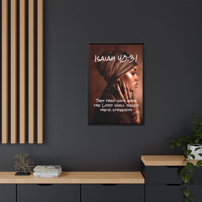 Isaiah 40:31 Wall Art — Framed Matte Canvas Christian Scripture Portrait