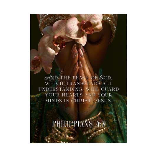 Philippians 4:7 Prayer Wall Art (Orchid Devotional Print) - Matte Poster