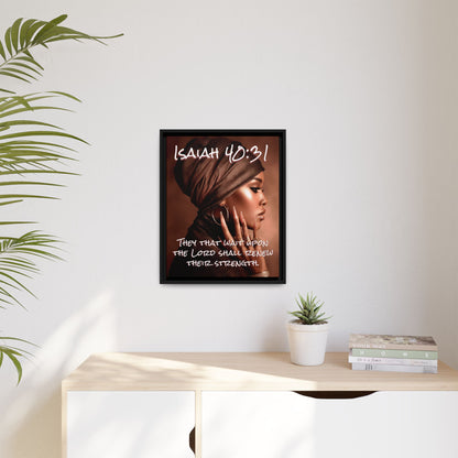 Isaiah 40:31 Wall Art — Framed Matte Canvas Christian Scripture Portrait